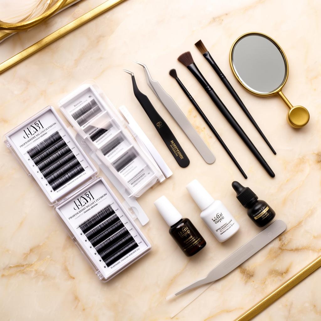 Professional lash starter kit flat lay